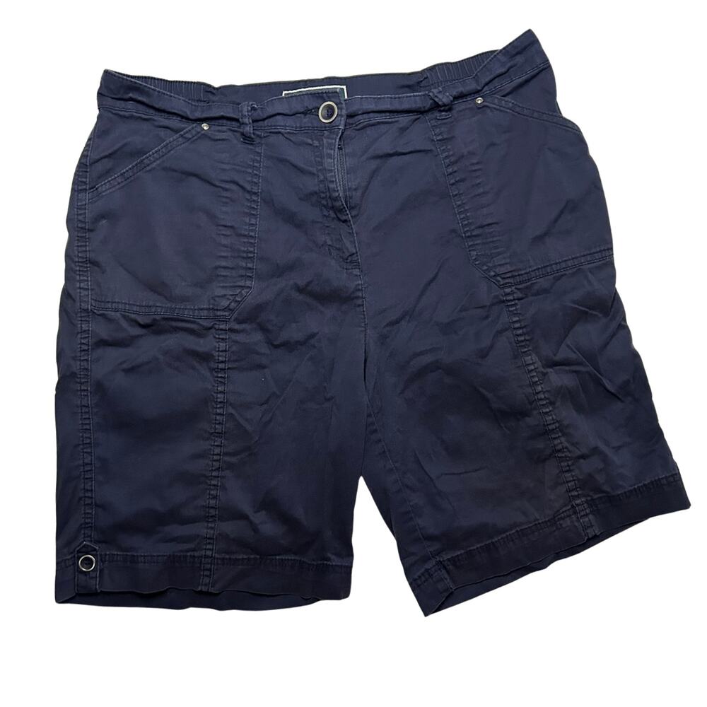 Karen Scott 10 Navy Blue Cargo Bermuda Shorts Utility Y2K Gorpcore Casual